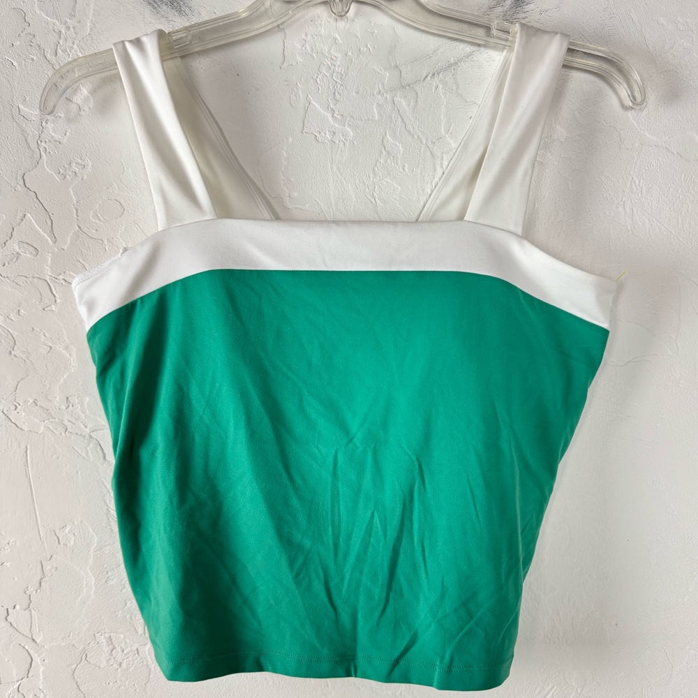 Target All in Motion Tank Top Shirt‎ Square Neck Colorblock White Green Tennis